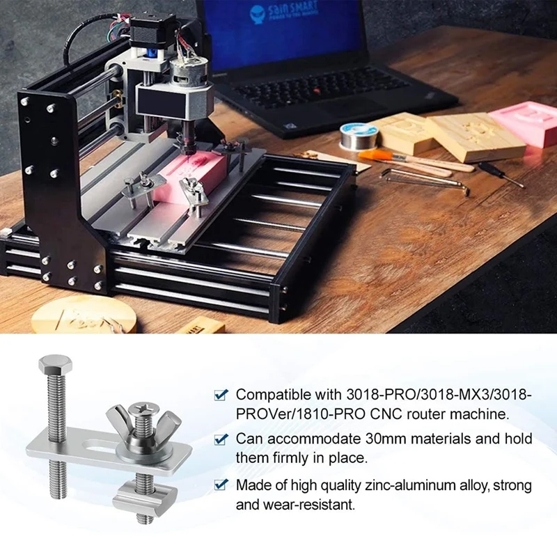

4 Pack T-Track Clamp,Mini T Track Hold Down Clamps Kit Compatible with 3018-PRO,3018-PROVer,1810-PRO CNC Router Machine