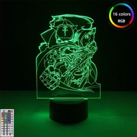 anime fullmetal alchemist edward elric 3d night lights color change gift for kids lighting anime lamp usb table desk lighting