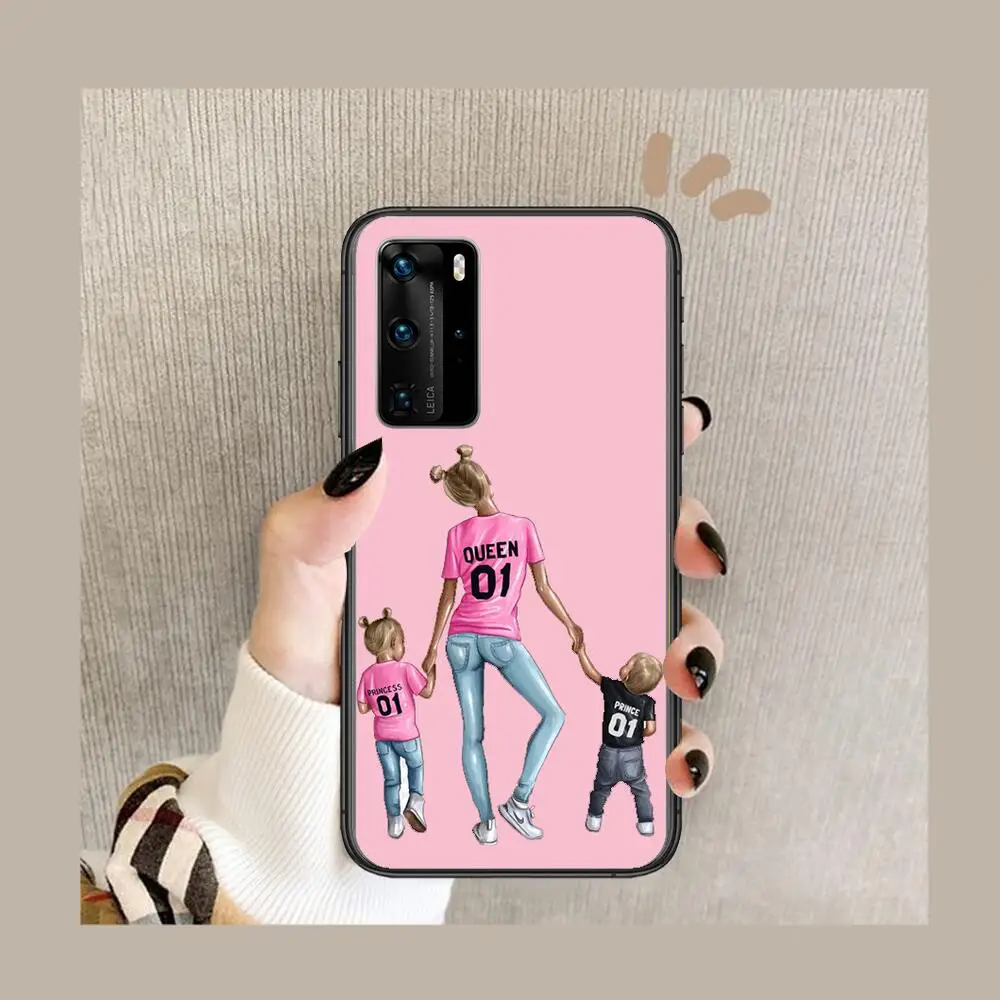 

case new style Mom Love baby Various color case Mom girl boby for Phone Case For Huawei P 40 30 20 10 9 8 Lite E Pro Plus Black