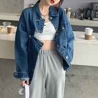 women sexy denim jean jacket hollow out high street long sleeve bf street wear korean chic irregular backless loose coats