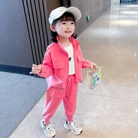 kids girls clothes set spring and autumn new childrens baby jacket pants casual two piece set