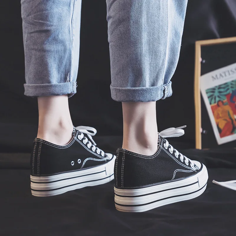 Кроссовки женские холщовые на высокой платформе 6 см дышащие повседневные