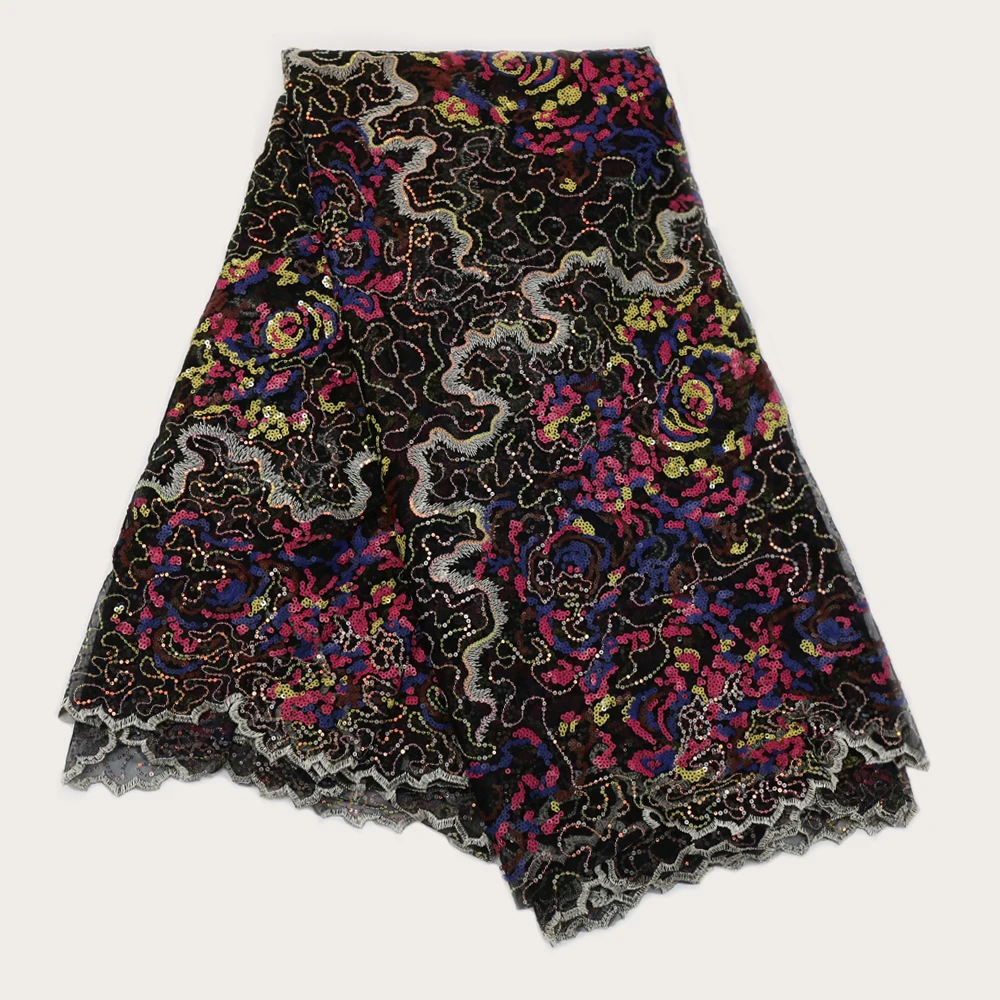 Высокое качество с пайетками африканская кружевная ткань последние нигерийские