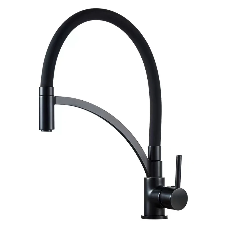 Черный медный кухонный кран может вращаться в горячей и холодной воде