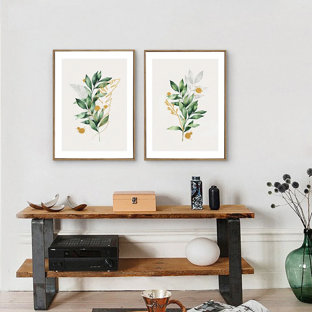 Скандинавская природа растения цветы холст картина в скандинавском стиле два