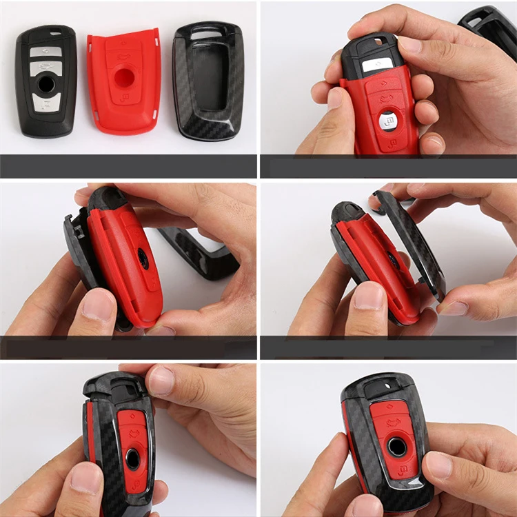 Чехол для автомобильного ключа из углеродного волокна BMW серии 1/2/3/4/5/6/7 X1 X3 X5 X6 Smart