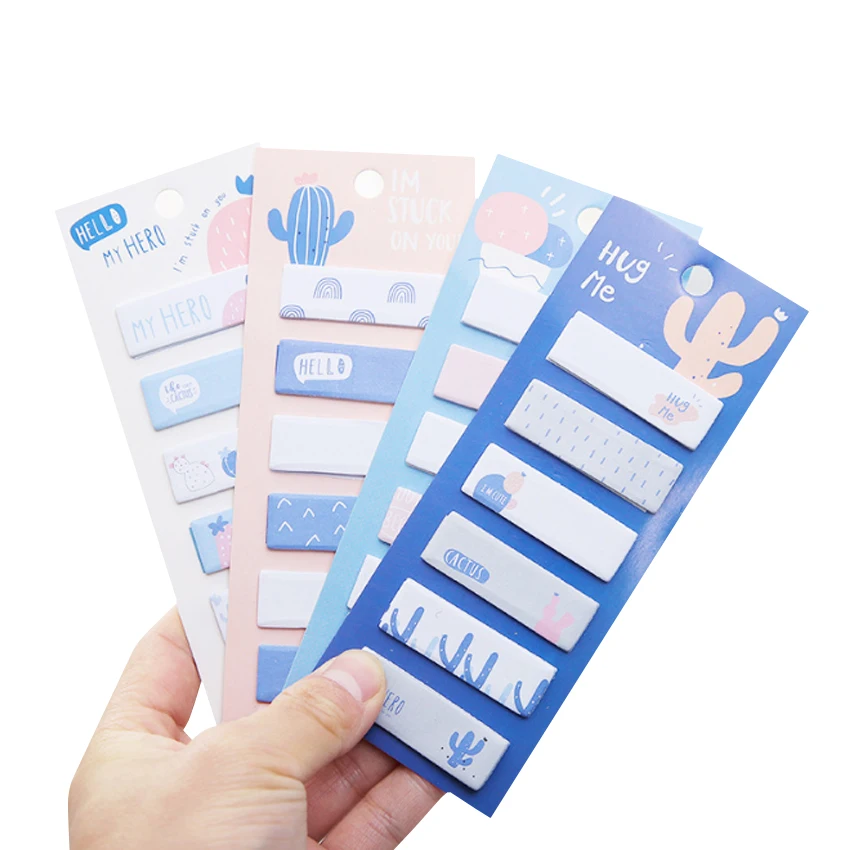 

4pack/lot hot Popular style color cactus pattern classification note pads index notes Students stationery