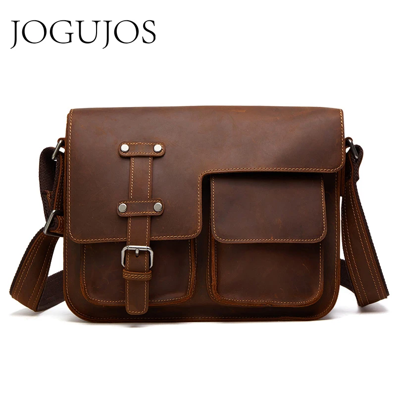 JOGUJOS Messenger Bag Men's Shoulder Genuine Leather Business Handbag Crazy Horse Male Vintage Crossbody Bags 6302 |