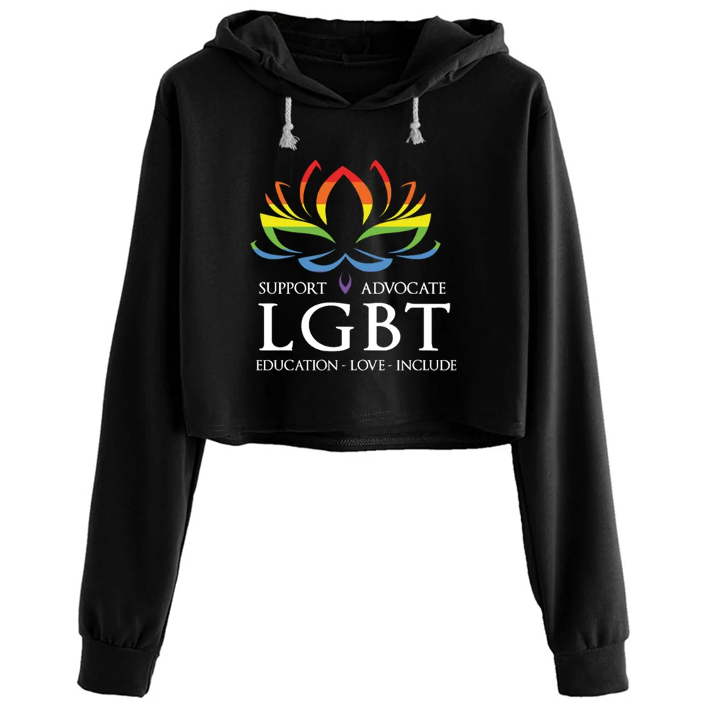 

Lesbian Bisexual Lgbt Gay Pride Crop Hoodies Women Aesthetic Kpop Korean Y2k Pullover For Girls