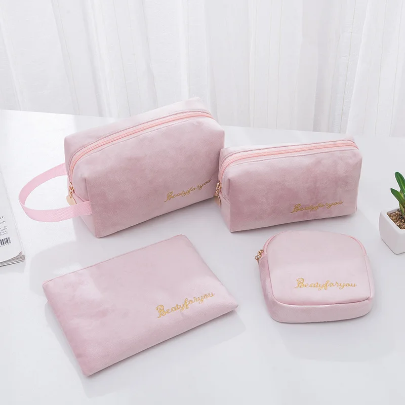 

Fashion Women Cosmetic Bag Soft Velvet Make Up Storage Bag Travel Toiletry Package Makeup Bag Organizer Pouch Beauty Bag Case