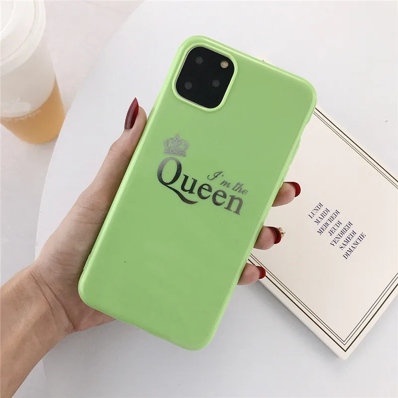 AC2094G USLION чехол для телефона с мультяшной короной для iPhone 6, 6 s, 7, 8 Plus, мягкие чехлы из ТПУ для iPhone 11 Pro Max, XR, XS, Max, чехол с буквой King, Queen - Цвет: AC2094G