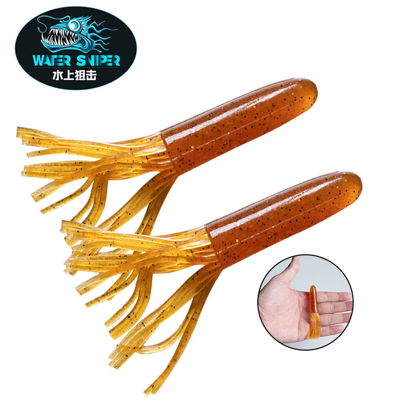 Water Sniper Tube Worm Grub Lure 7g 10pcs Soft Maggot Bait Crappie Jigs  Baits for Bass Trout Saltwater Freshwater Fishing