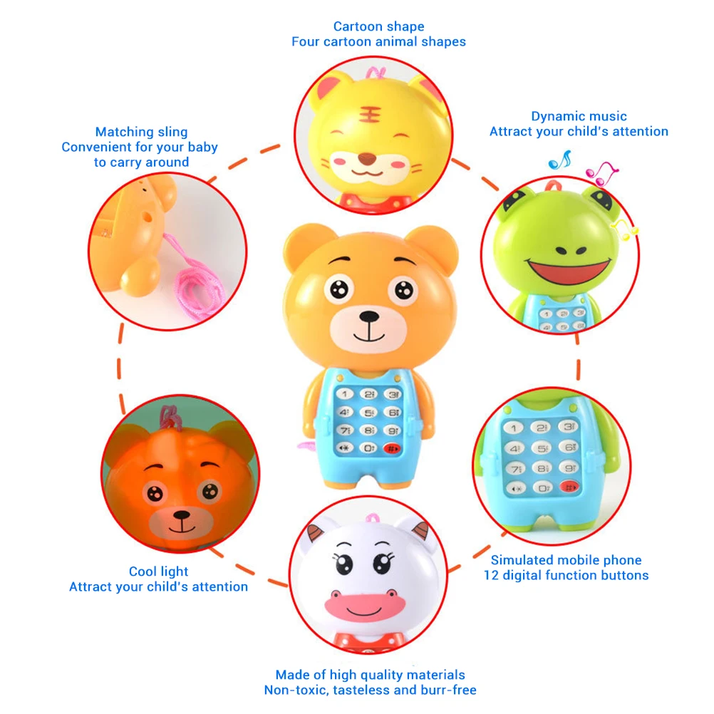 Творческий мультяшный музыкальный телефон светящиеся игрушки Веселая Детская