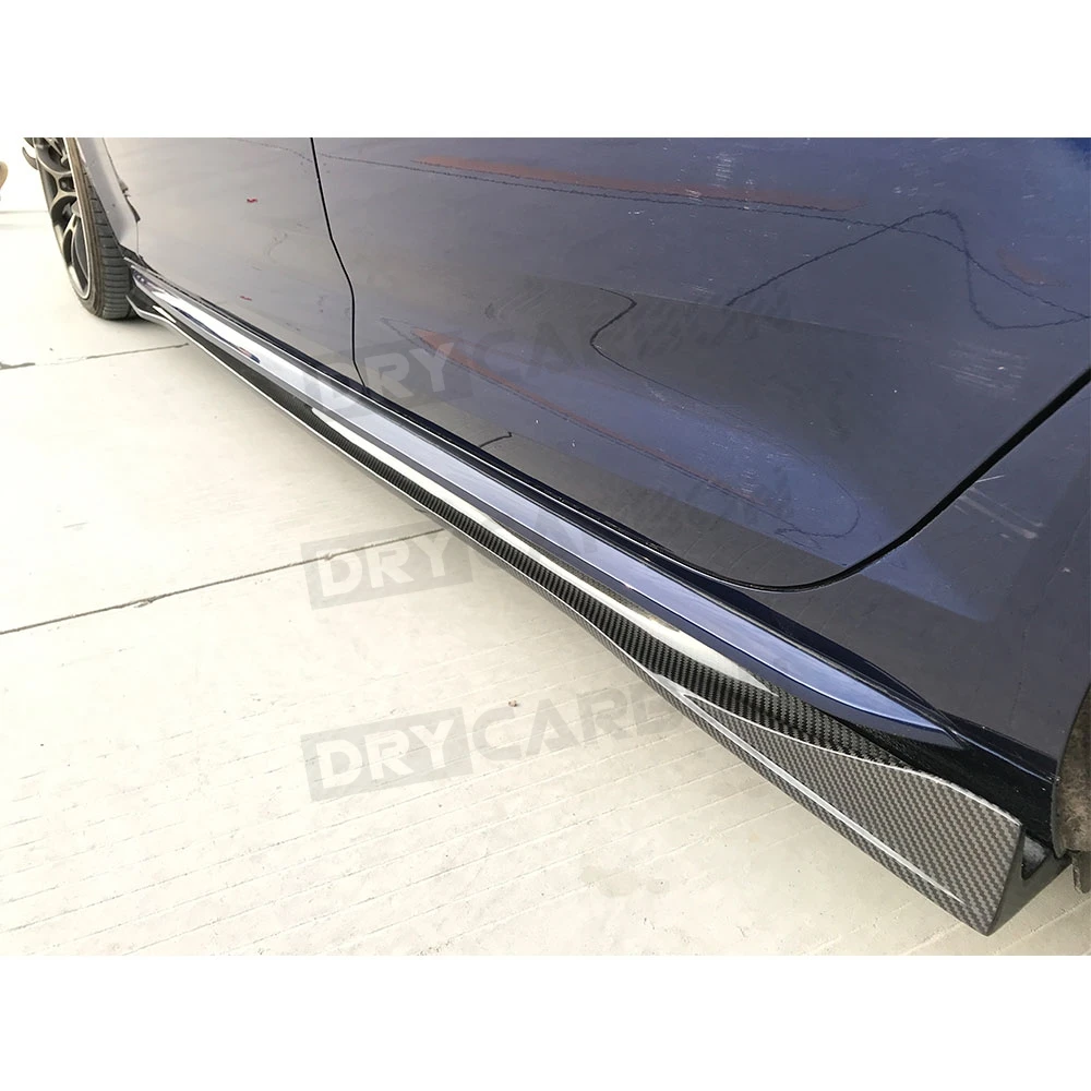 

For Audi A4 Sline Sport S4 Sedan B10 2019 2020 Side Skirts Aprons Dry Carbon Fiber / FRP Door Bumper Extension Lip Chin Covers