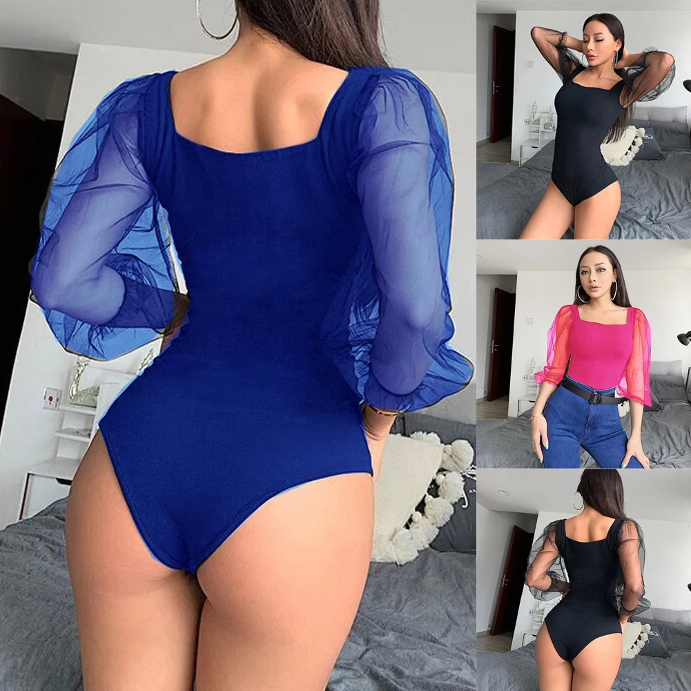 Женский купальник с длинным рукавом сексуальный топ блузка комбинезон боди|Боди|