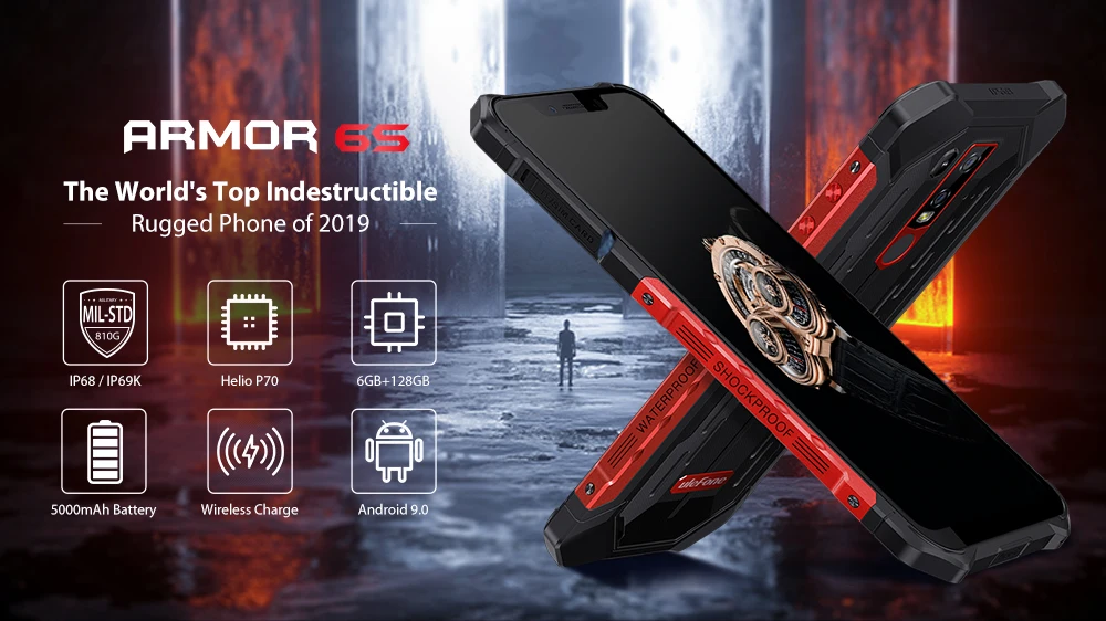Ulefone Armor 6S Смартфон 6+ 128GB Android 9,0 Helio P70 LTE 5000mAh NFC OTG 6,2 ''две sim-карты мобильный телефон