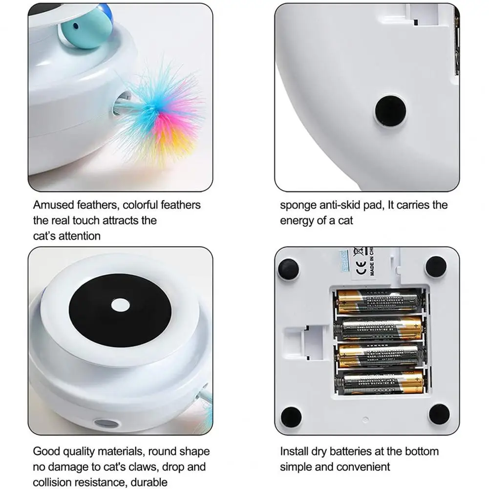 

Electric Cat Donut Disk Turntable Interactive Toy Pet Intelligence Amusement disk Play Track Cat Toys Feather Training Plate