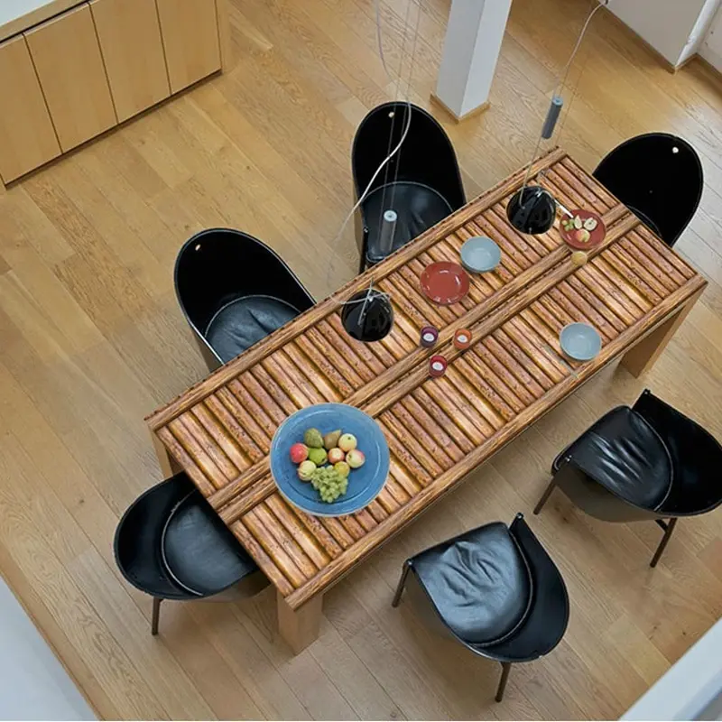 

1Pc Simple Fashion PVC Home Decor Wall Decal Stickers Wallpaper Rectangle Brown Wood Grain Pattern Wallsticker Poster Home Decor