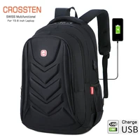 crossten business travel laptop backpack large capacity school bag usb charger port 15%e2%80%9d computer business bag waterproof eva