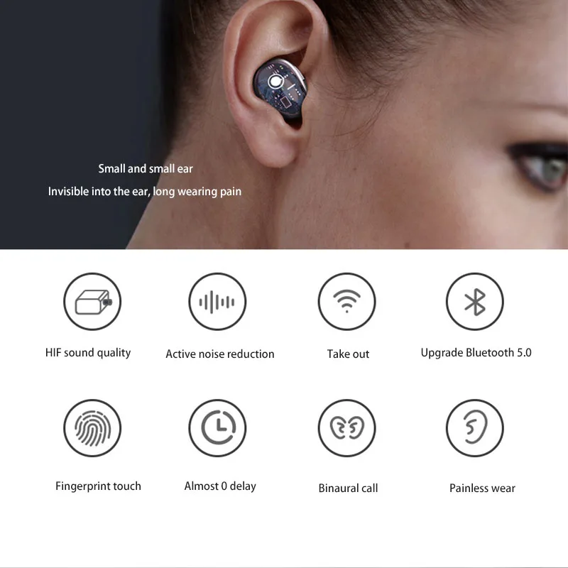 Беспроводной наушники вкладыши TWS Bluetooth 5 0 светодиодный цифровой Дисплей Шум