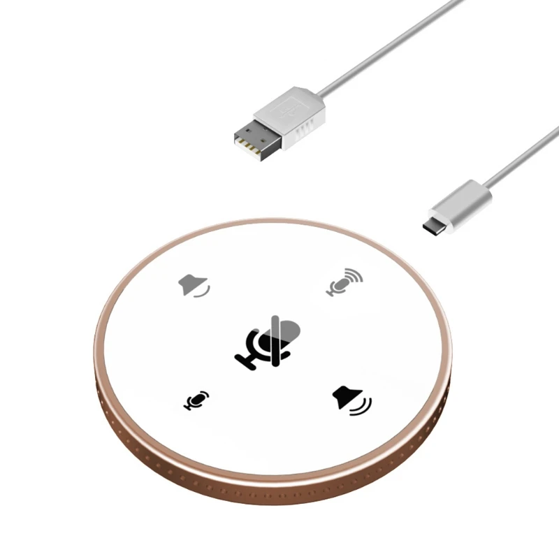 

H052 USB Conference Microphone with Speaker, Dual Channel Omnidirectional Speakerphone Computer Mic with 360 Â° Voice Pickup