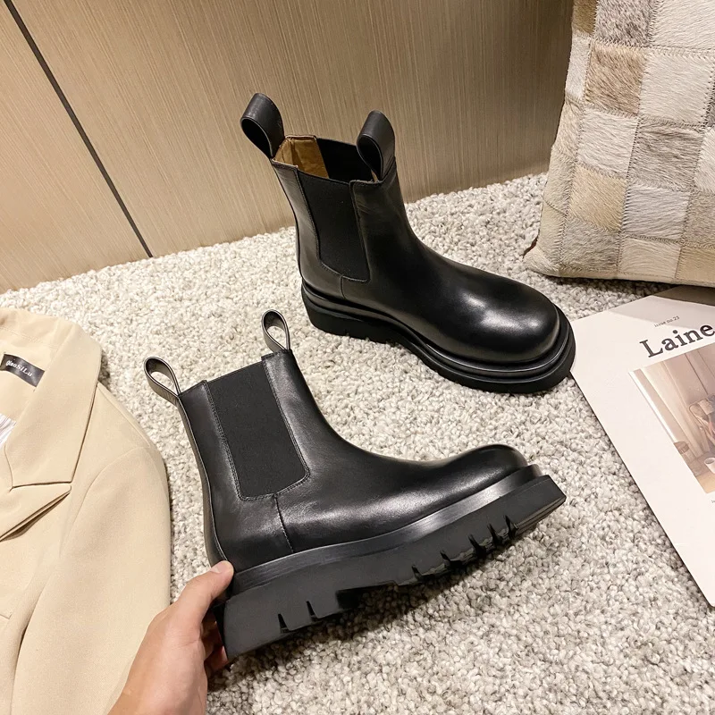 

Женские ботинки на платформе, зимние ботинки до середины икры на массивном каблуке, 2021