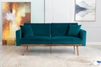 Velvet Sofa Living Room Accent Sofa Loveseat Sofa with Rose Gold Metal Feet 31Hx68Wx33D Inch Teal/Gray/Black[US-W]