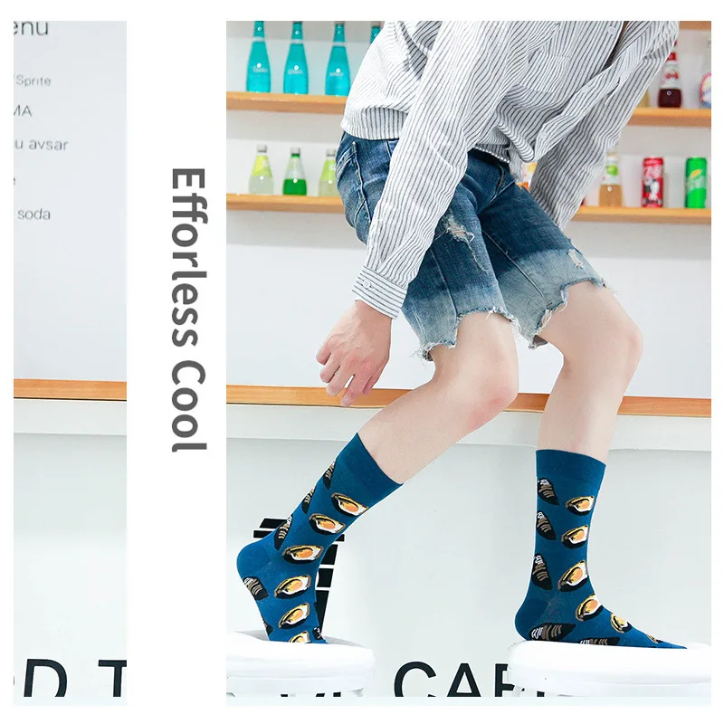 Мужские модные трендовые носки из чесаного хлопка забавные с изображением