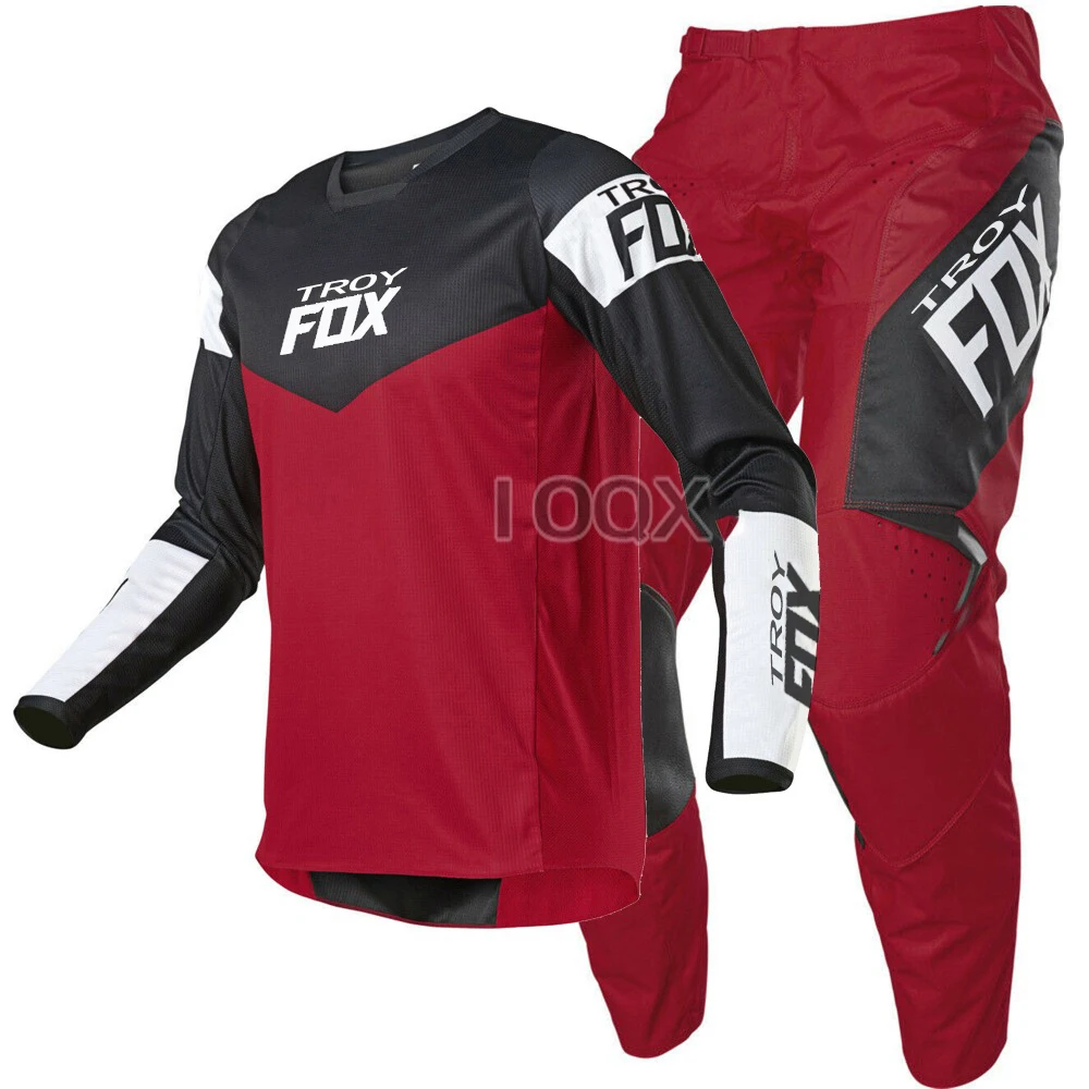 

8 Color Troy Fox MX ATV Dirt Bike 180 Revn Jersey Pants Combo Motocross Motorcycle Kits Mountain Bicycle Racing Suit