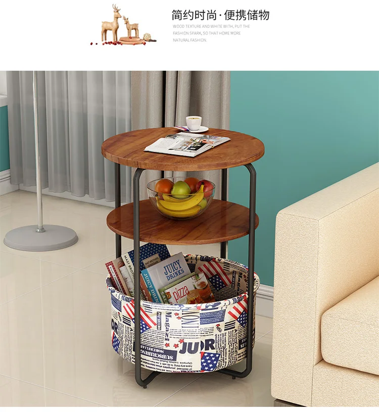 Simple sofa side table corner several multifunctional coffee table bedroom bed table shelf home small round table side table