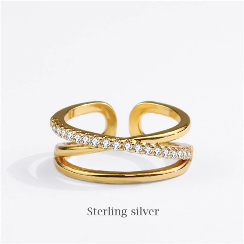 

Sole Memory Cross Crystal Shiny Silver Color Female Resizable Opening Rings SRI817