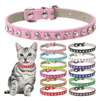 pu leather pet collar with rhinestone personalized pet necklace for dog cat puppy