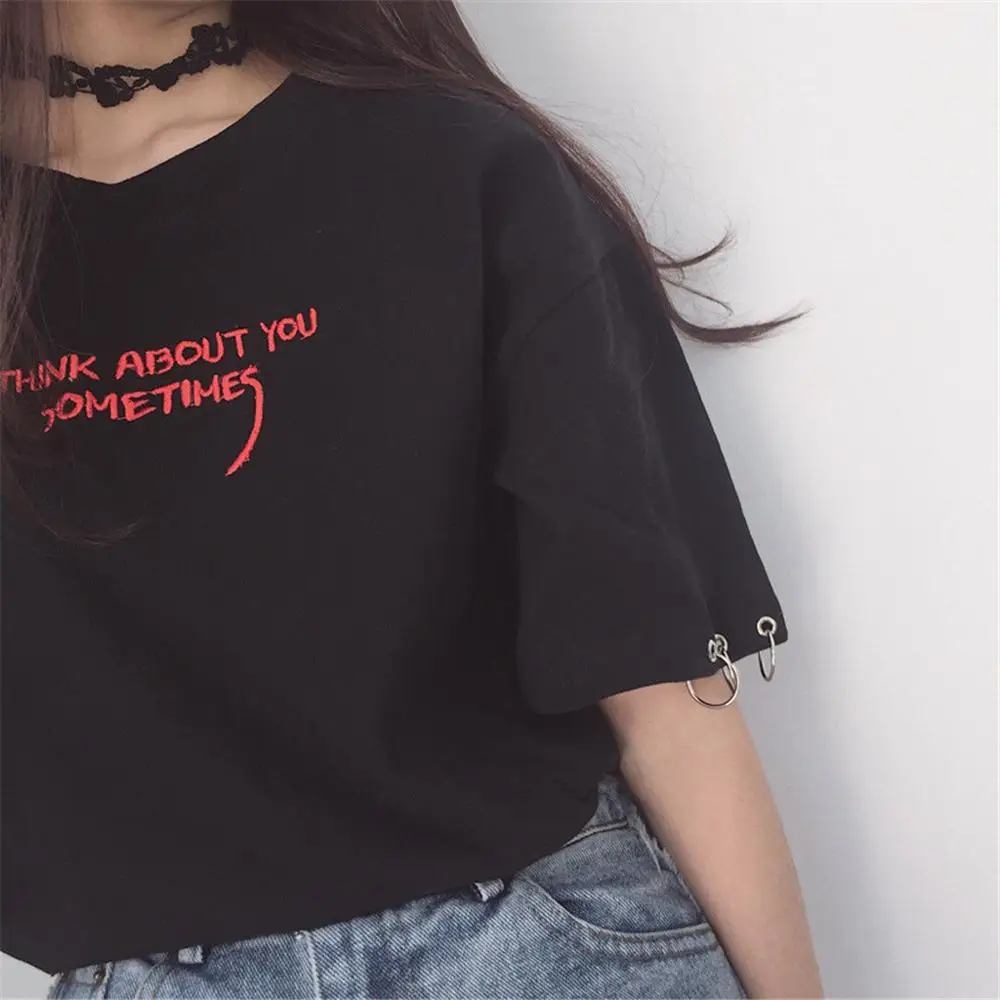 Летние топы, корейский Ulzzang Harajuku, вышивка, короткий рукав, женские повседневные рубашки, футболка,, новинка#0911