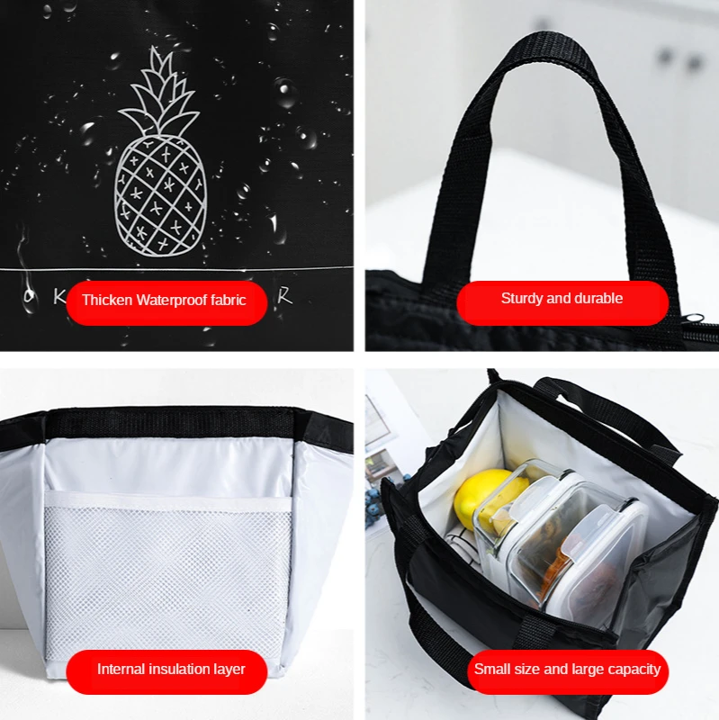 

Portable Insulated Lunch Storage Bag Fresh Lunch Picnic Pouch Food Fruit Vegetable Organizer Travel Hot Drink Hand Accessories