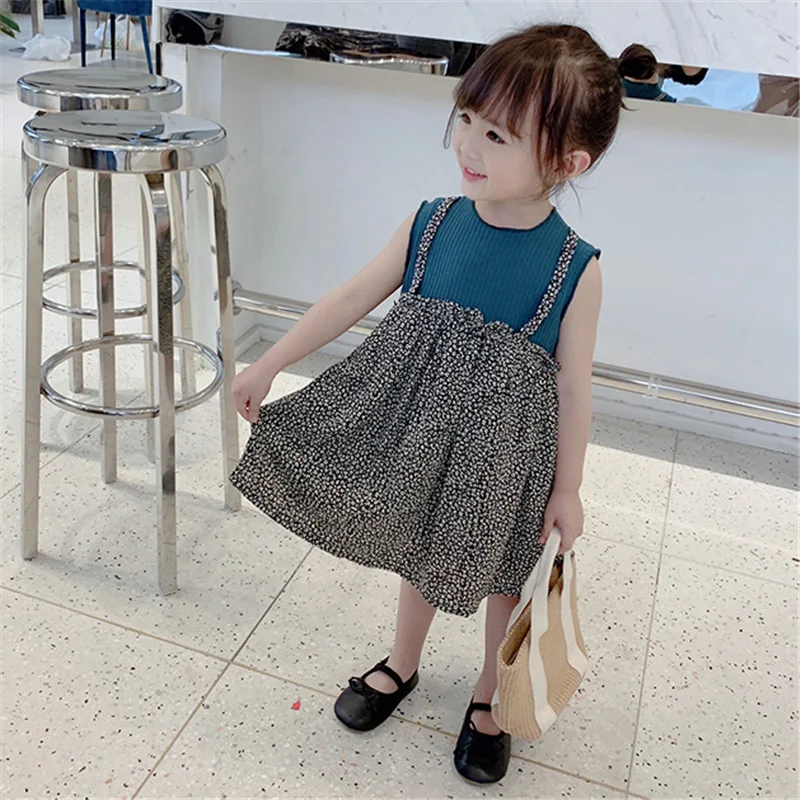 Платье принцессы с фальш вставкой для девочек летняя хлопчатобумажная нательная