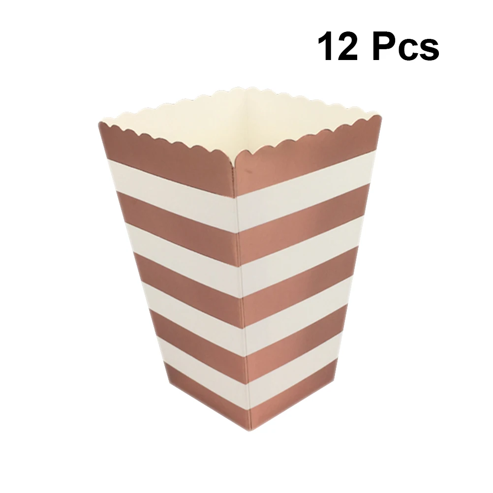 12 шт. бумажные коробки для попкорна пакеты из розового золота коробка полосатые