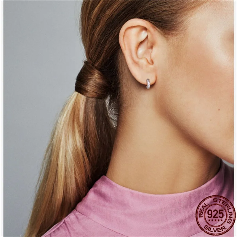 

100% Real 925 Sterling Silver 11 Style Classics Heart Zircon Earrings Are Suitable as Birthday Gifts for Girls Fashion Jewelry