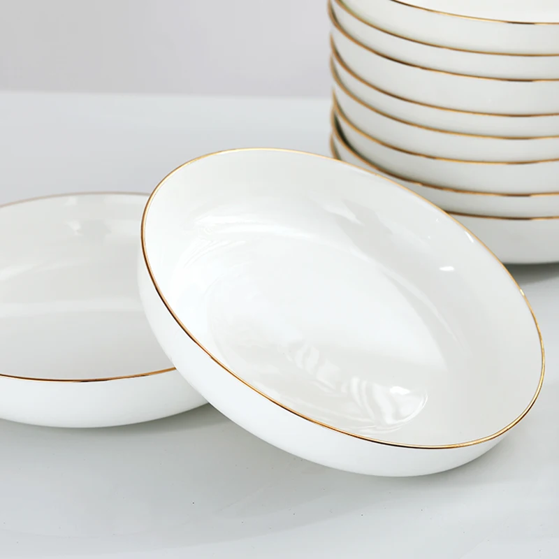 

Ceramic Plate Set Household Deep Plate Creative Phnom Penh Soup Plate Dish Jingdezhen Bone China Plate Dish Combination