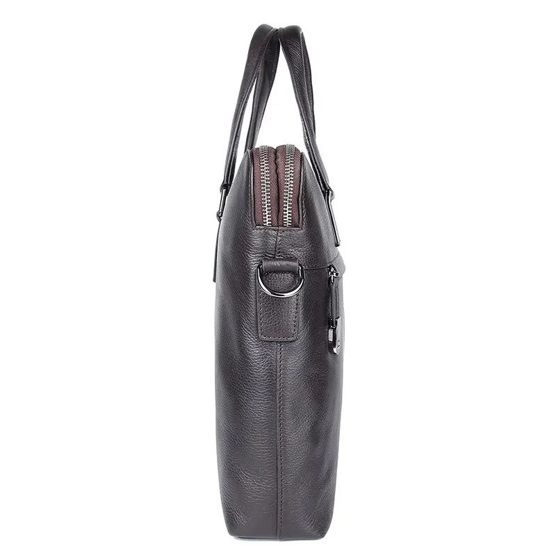 Nesitu Highend Black Chocolate Blue Genuine Leather 14'' Laptop Office Men's Briefcase Business Messenger Bag A4 Portfolio M7412
