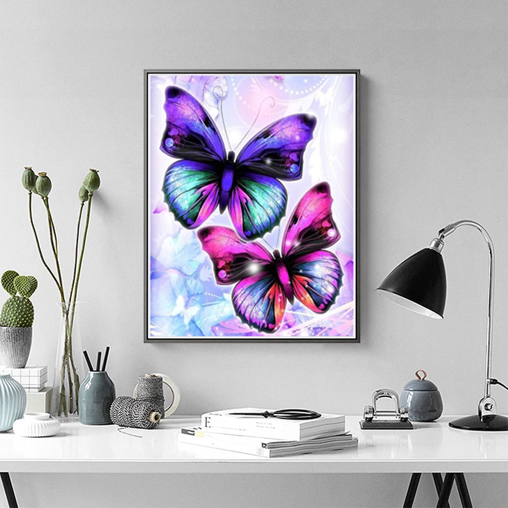 Алмазная Вышивка Животных фиолетовые бабочки для рукоделия набор крестиков