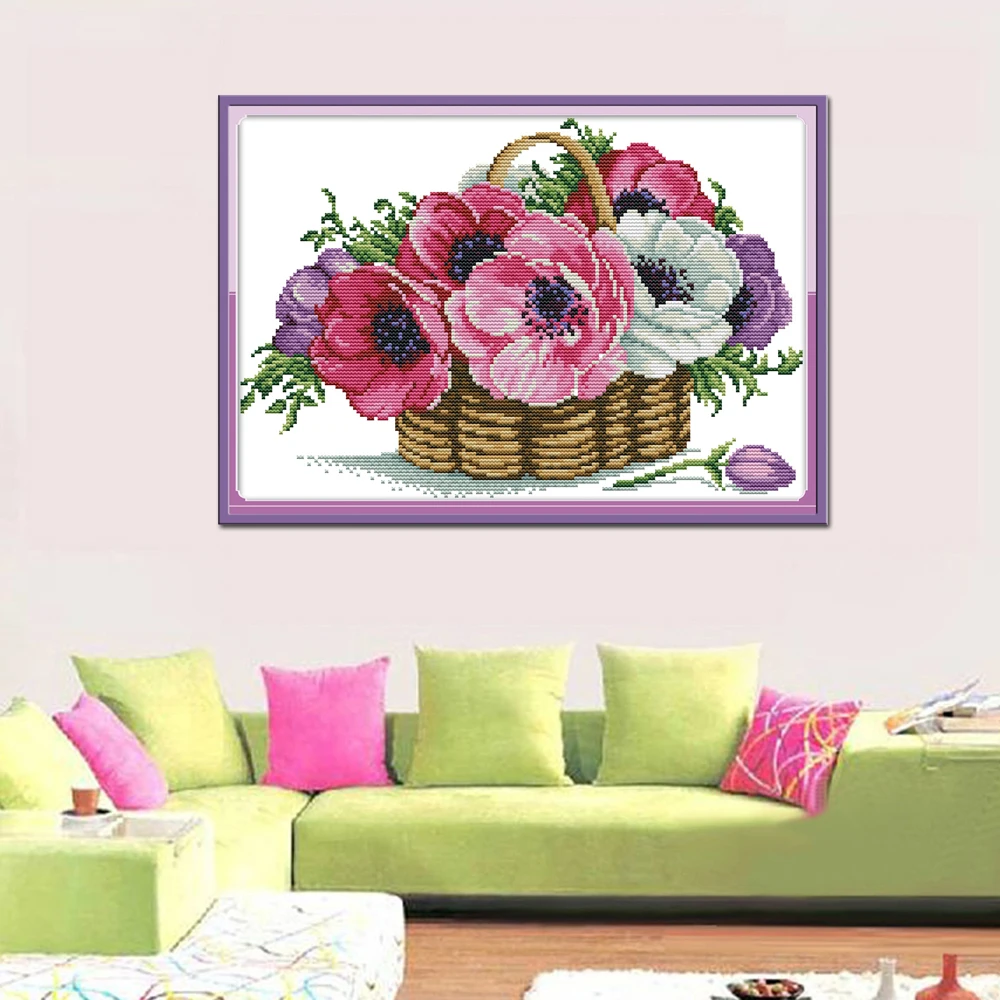 Joy Sunday корзина цветов вышивка крестиком H798 14CT 11CT Счетный и штампованный домашний Декор цветы вышивка наборы крестиков