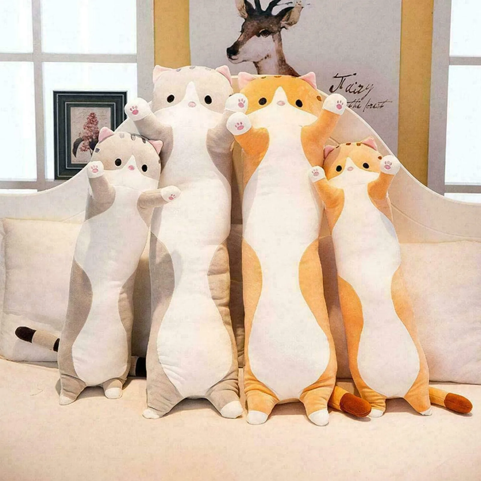 

70cm cute pink long Plush Toy Cat Cushion Cute Plush Toy Skin-friendly Long Cat Doll pillow Case Throw Pillow case Cushions