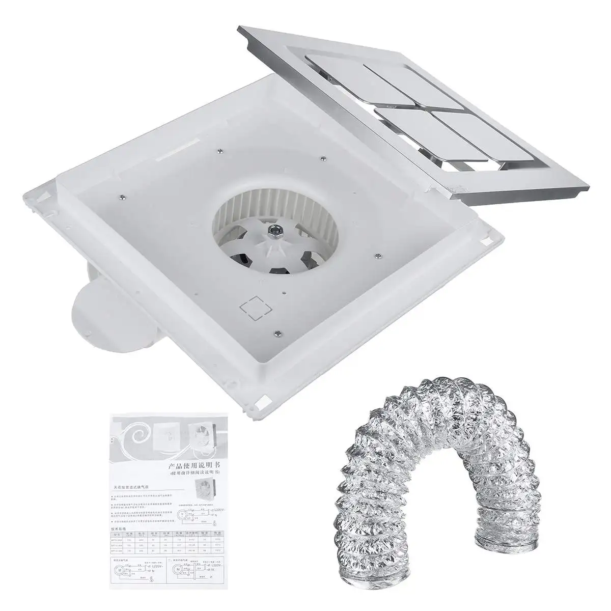 

12 Inch High Speed Exhaust Fan Home Silent Duct Fan Bathroom Extractor Pipe Kitchen Toilet Window Wall Air Clean Ventilator 220V