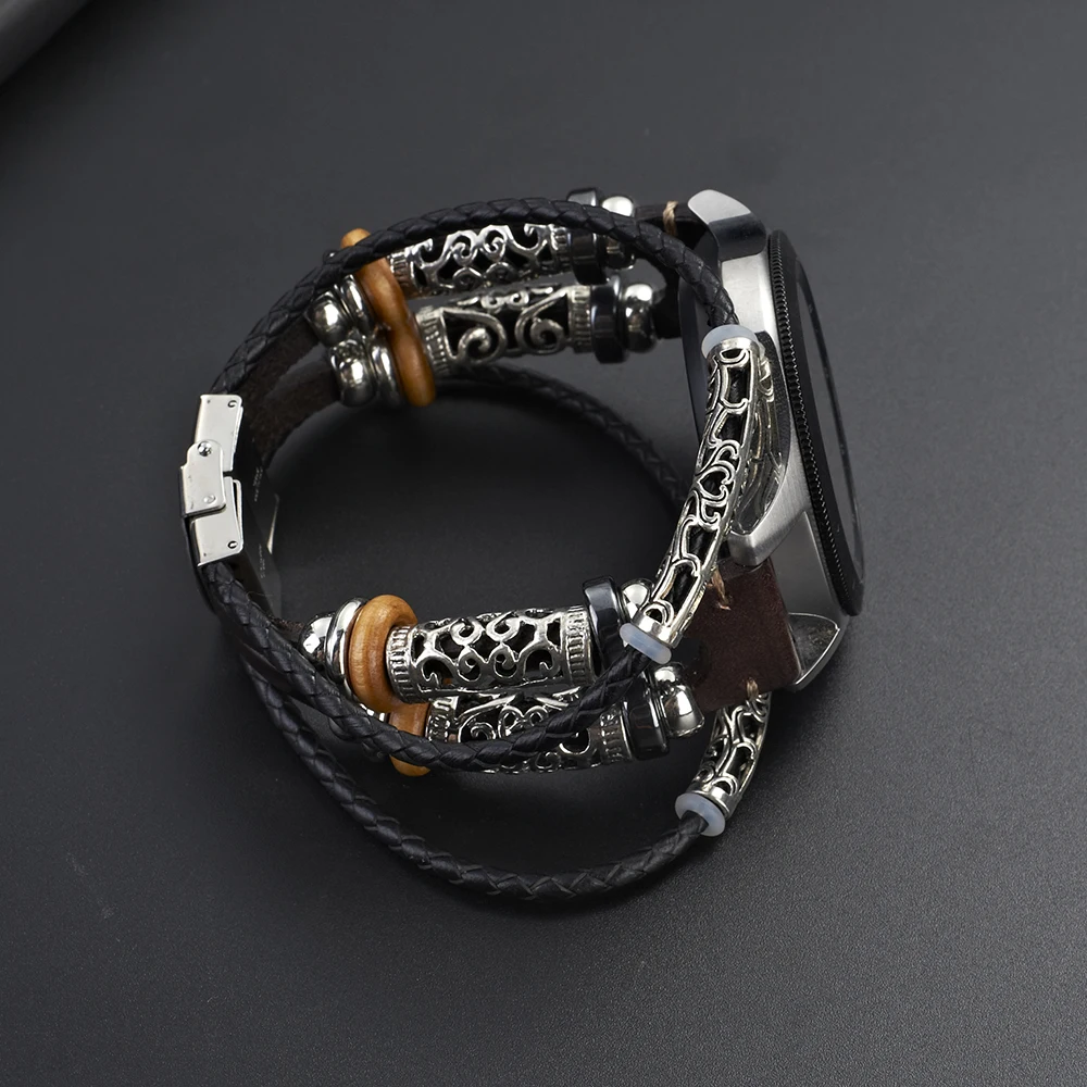 UEBN 20mm 22mm for Samsung Gear S2 S3 Leather Retro strap DIY Bracelet For Huami strap Amazfit GTS/GTR 42mm 47mm/Bip watchbands
