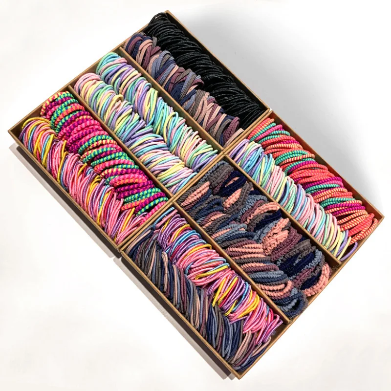 

50-100 шт./компл. красочные базовые эластичные повязки для волос, Детские милые резинки для хвоста, повязка на голову, резинки, аксессуары для в...