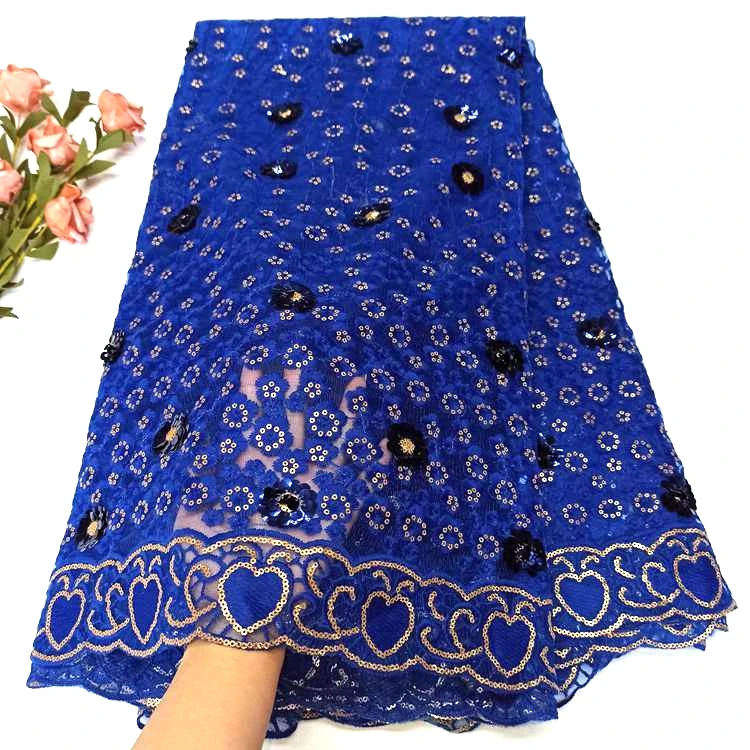 

African Lace Fabric High Quality Tulle Swiss Voile French Net With Sequins For Sewing Wedding Dress Cloth OK1034