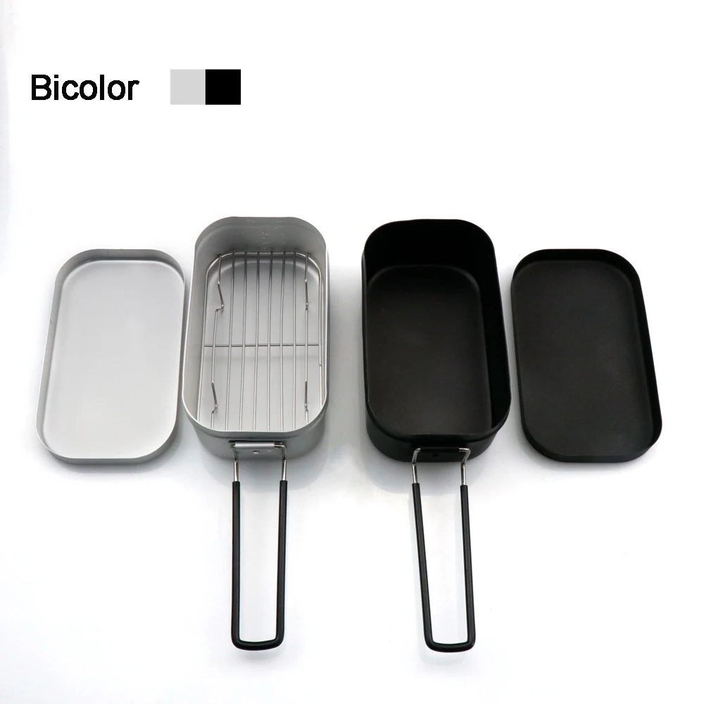

800ML Japanese Aluminum Lunch Box Outdoor Travel Steamed Vegetable Lunch Box Mountaineering Camping Convenient Picnic Box