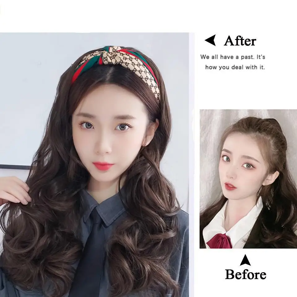 

Cap With Hair Long Wavy Fake Hair Hat Wig Synthetic Hair Extensions Hat With Hair Natural Hairpiece For Women