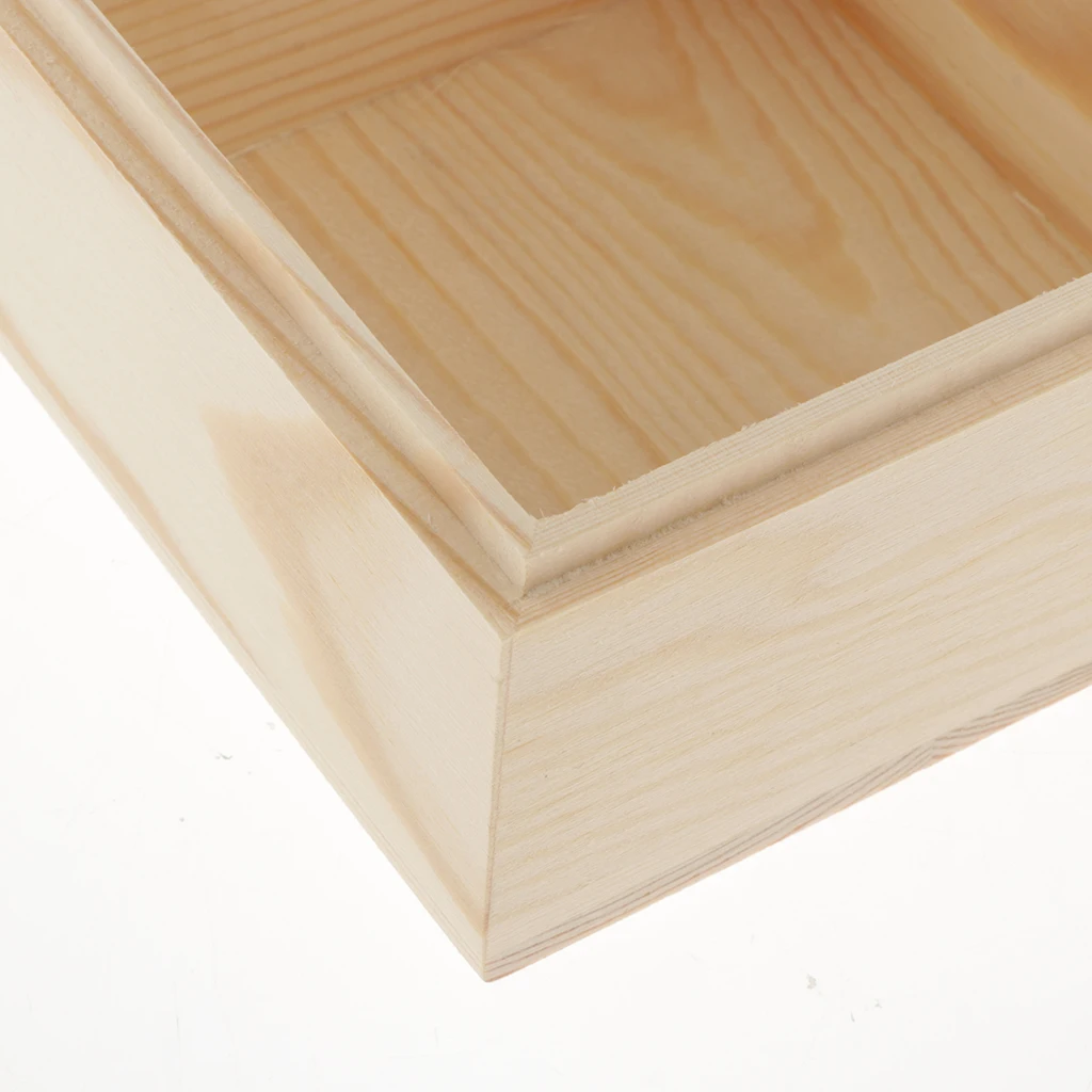 

Plain DIY Wood Jewelry Box Painted Square Chest Box Treasure with Lid