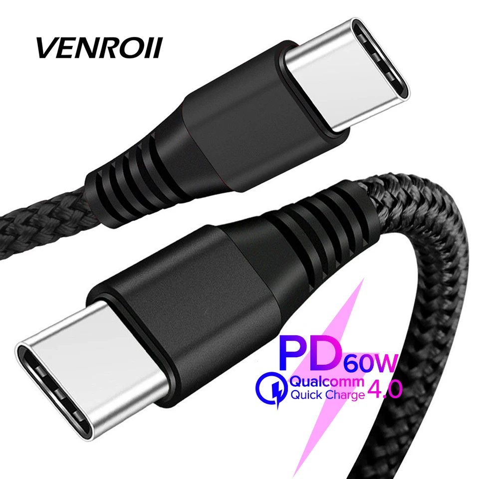 USB Type C к кабель PD 60 Вт провод для быстрой зарядки Xiaomi Mi 10 9 8 Quick Charge Samsung S10 Huawei P30